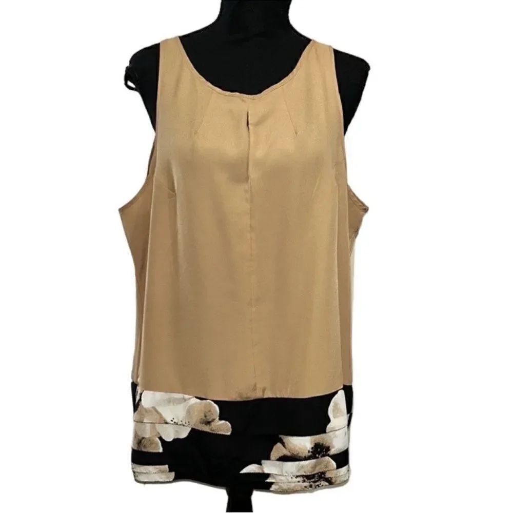New York and Company Beige Sleeveless Top(Size XL)